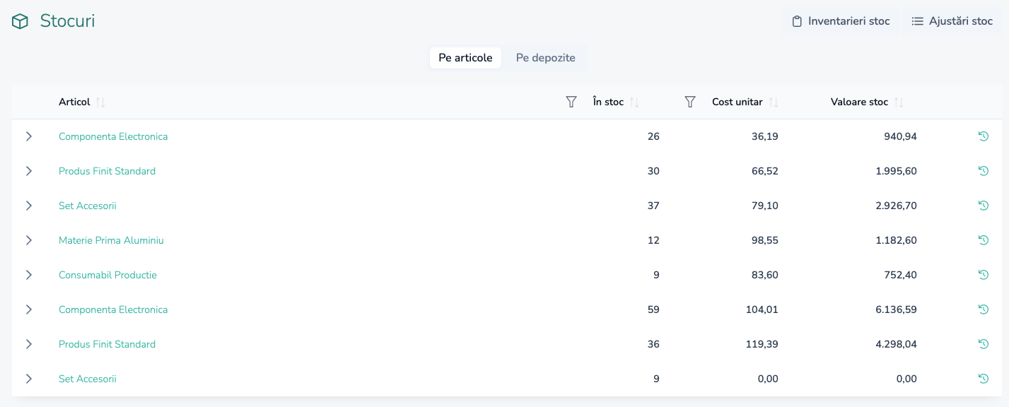 Gestiune stocuri Quanty: intrări, ieșiri și disponibilitate produse