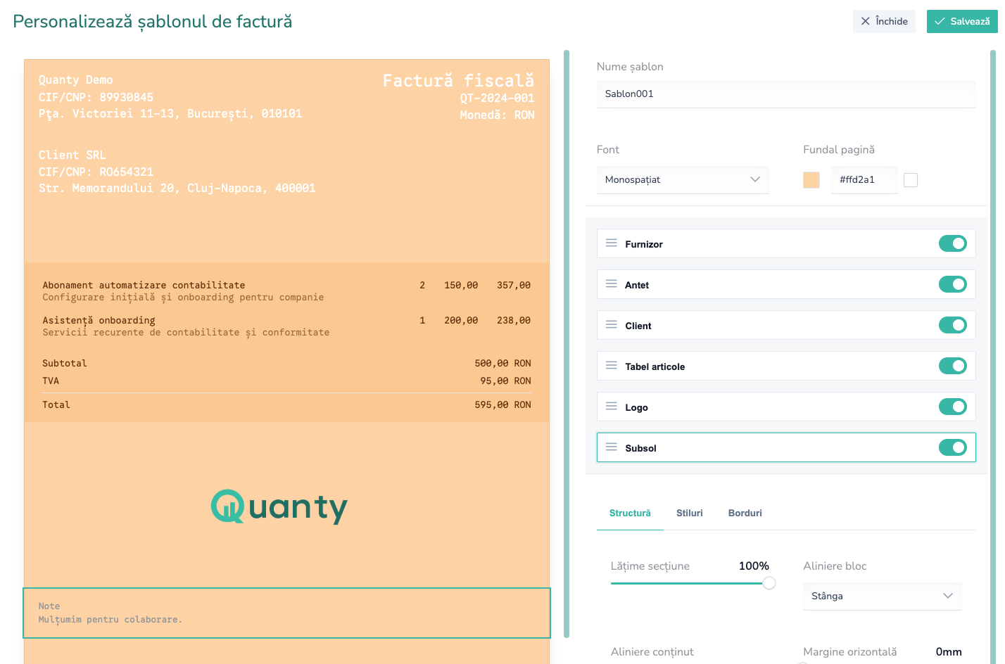 Editor Quanty pentru personalizarea documentelor